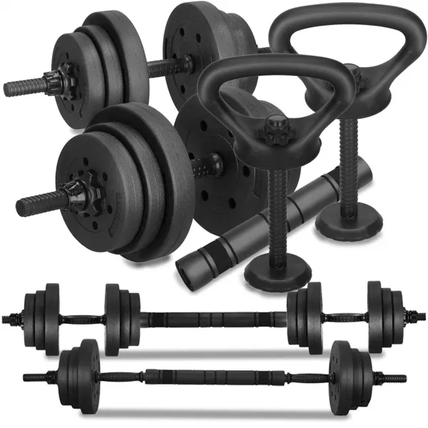 Adjustable dumbbell set Springos FA1672, 30 kg, bar + weights, black