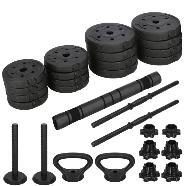 Adjustable dumbbell set Springos FA1672, 30 kg, bar + weights, black