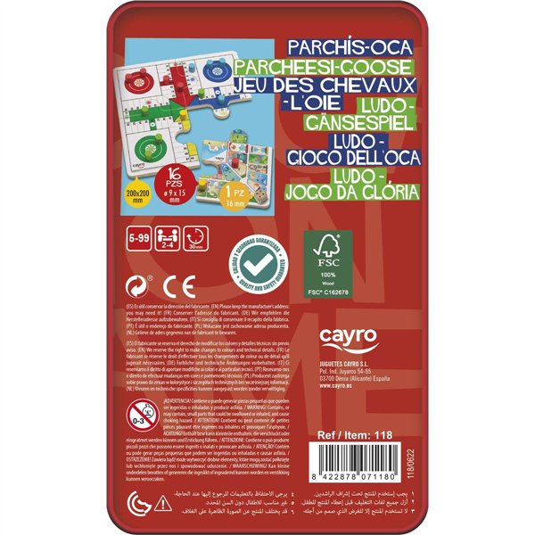 Parchís and Oca Board Cayro 12 x 19,5 x 5 cm