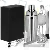 Baarimestarin setti shaker teline Springos KI0010 11 kpl hopea