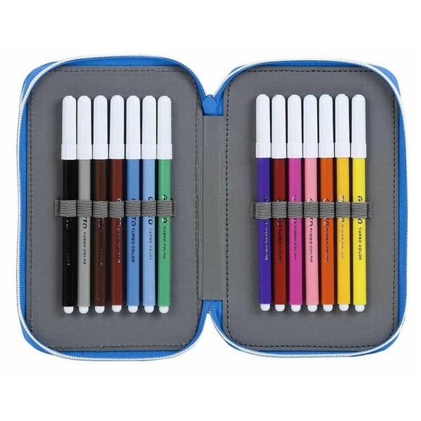 Double Pencil Case RCD Espanyol Blue White 12,5 x 19,5 x 4 cm