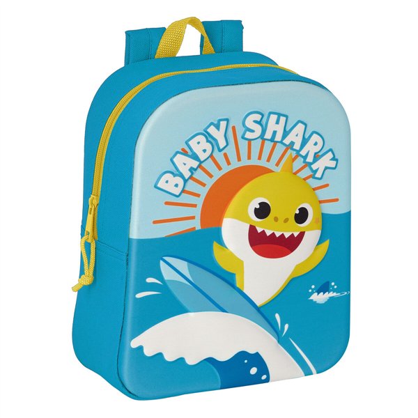 3D School Bag Baby Shark Blue 22 x 27 x 10 cm