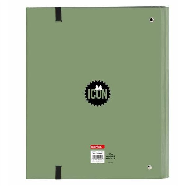 Ring binder Minnie Mouse Mint Shadow Military green 27 x 32 x 3,5 cm