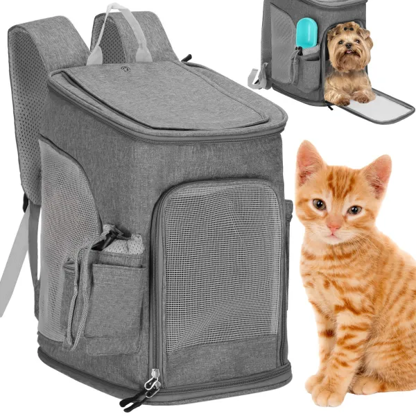 Pet Carrier Backpack for Dogs, Cats, Travel Bag for Animals Springos PA0232 39 x 28 x 27 cm Grey