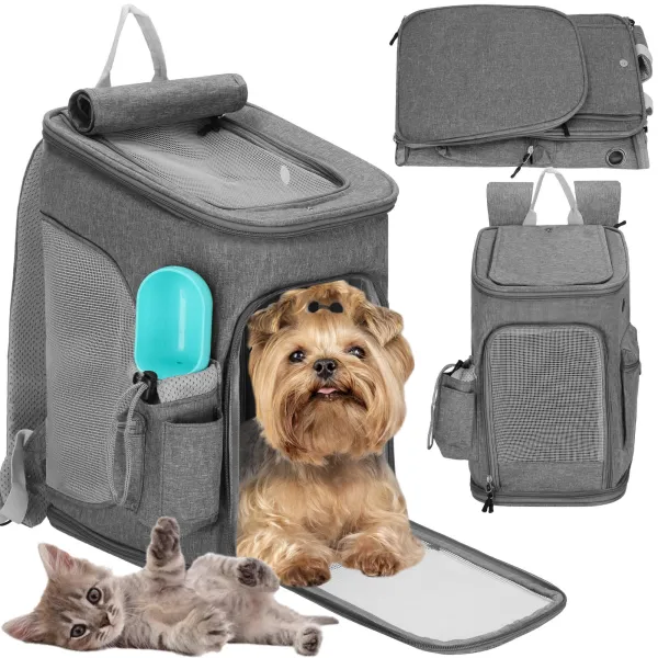 Pet Carrier Backpack for Dogs, Cats, Travel Bag for Animals Springos PA0232 39 x 28 x 27 cm Grey