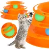 Interactive Cat Toy Ball Tower Carousel Springos PA0330 Orange