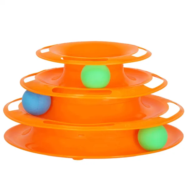 Interactive Cat Toy Ball Tower Carousel Springos PA0330 Orange