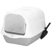 Closed Cat Litter Box with Scoop Springos PA0335 49x36x35 cm Gray-White