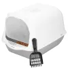 Closed Cat Litter Box with Scoop Springos PA0335 49x36x35 cm Gray-White