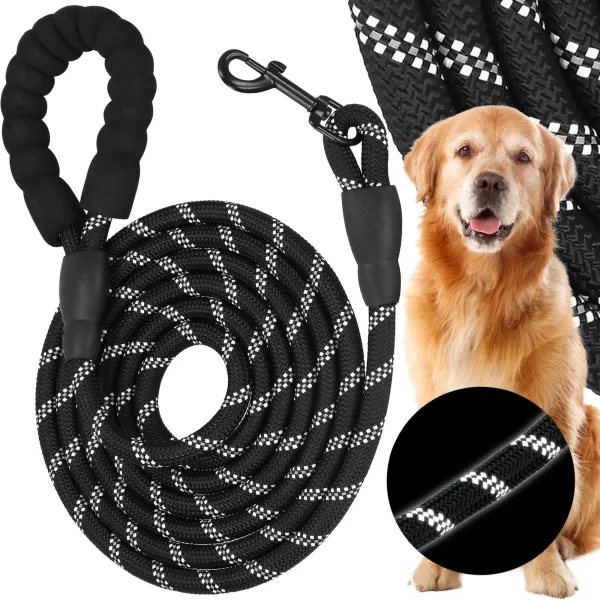 Rope Training Leash for Dogs up to 50 kg with Handle Springos PA0331 3 m Black-White