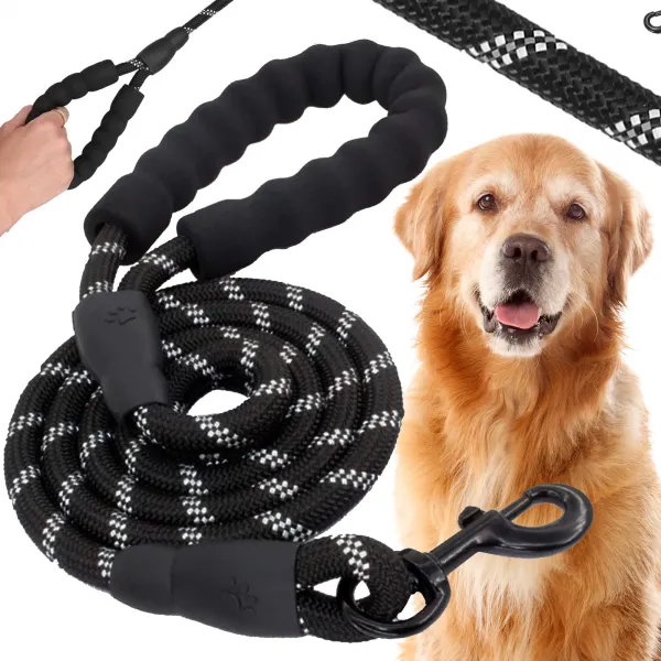 Rope Training Leash for Dogs up to 50 kg with Handle Springos PA0331 3 m Black-White