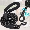 Веревочный тренировочный поводок для собак до 50 кг с ручкой Springos PA0331 3 м черно-белый