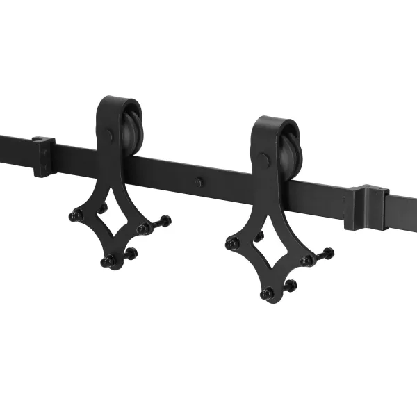 Bīdāmo durvju sistēma Springos HA5002, 183 cm, sliede līdz 100 kg, barn door, tērauds, melna