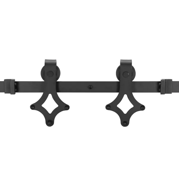 Sliding door system Springos HA5002, 183 cm, rail up to 100 kg, barn door, steel, black
