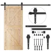 Sliding door system Springos HA5003, 200 cm, rail up to 100 kg, barn door, with decorative fittings, steel, black