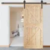 Sliding door system Springos HA5003, 200 cm, rail up to 100 kg, barn door, with decorative fittings, steel, black