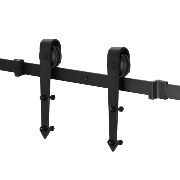 Sliding door system Springos HA5003, 200 cm, rail up to 100 kg, barn door, with decorative fittings, steel, black