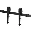 Sliding door system Springos HA5003, 200 cm, rail up to 100 kg, barn door, with decorative fittings, steel, black