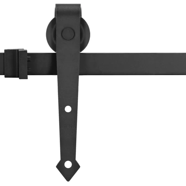 Sliding door system Springos HA5003, 200 cm, rail up to 100 kg, barn door, with decorative fittings, steel, black