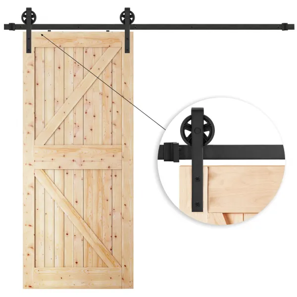 Liuguste süsteem Springos HA5007, 183 cm, barn door, siin ja kinnitusdetailid kuni 100 kg, must
