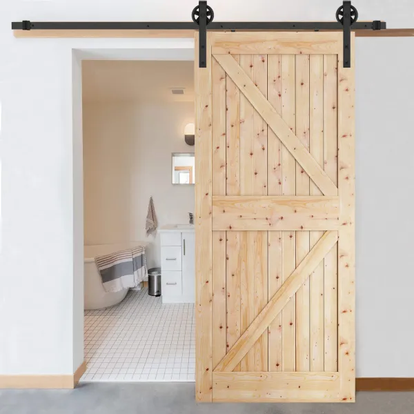 Sliding door system Springos HA5007, 183 cm, barn door, rail with fittings up to 100 kg, black