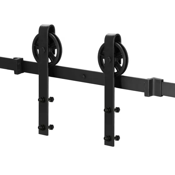 Liukuovijärjestelmä Springos HA5007, 183 cm, barn door, kisko kiinnikkeillä enintään 100 kg, musta