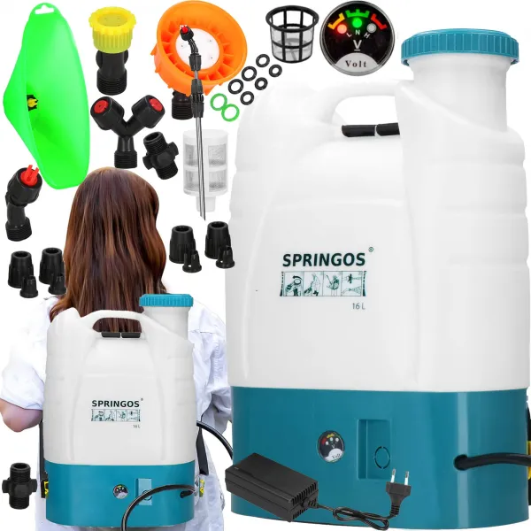 Elektrinis augalų purkštuvas Springos GA0059, akumuliatorinis sodo purkštuvas, 16L
