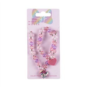 Necklace and Bracelets set Minnie Mouse Pink 2 Pieces