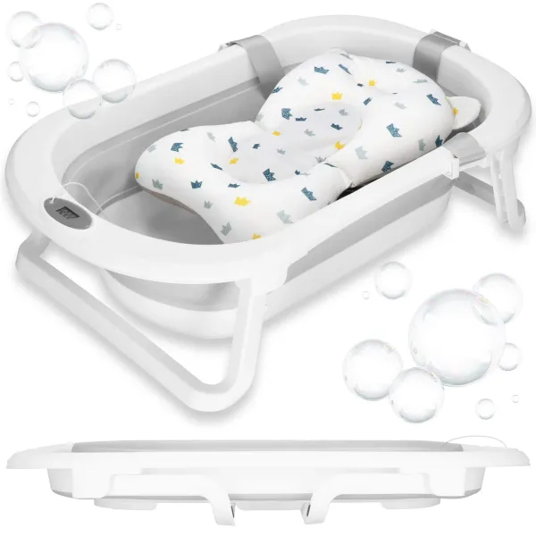 Portable Baby Bath Springos SB0060 40 L white-grey with cushion, plug and thermometer