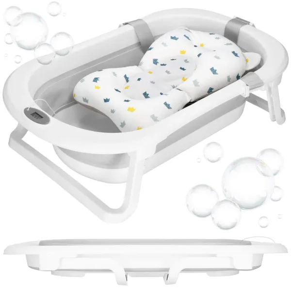 Portable Baby Bath Springos SB0060 40 L white-grey with cushion, plug and thermometer