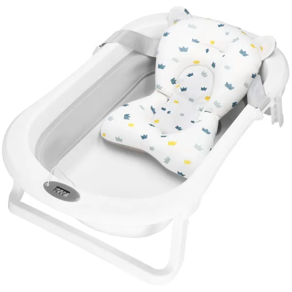 Portable Baby Bath Springos SB0060 40 L white-grey with cushion, plug and thermometer