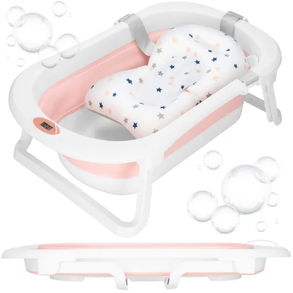 Portable Baby Bath Springos SB0061 40 L white-pink with plug and thermometer