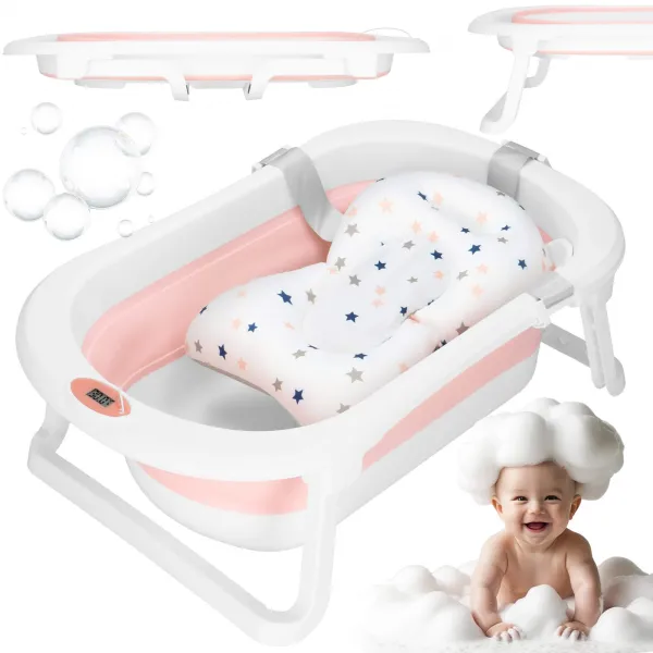 Portable Baby Bath Springos SB0061 40 L white-pink with plug and thermometer