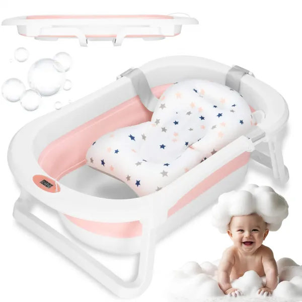 Portable Baby Bath Springos SB0061 40 L white-pink with plug and thermometer