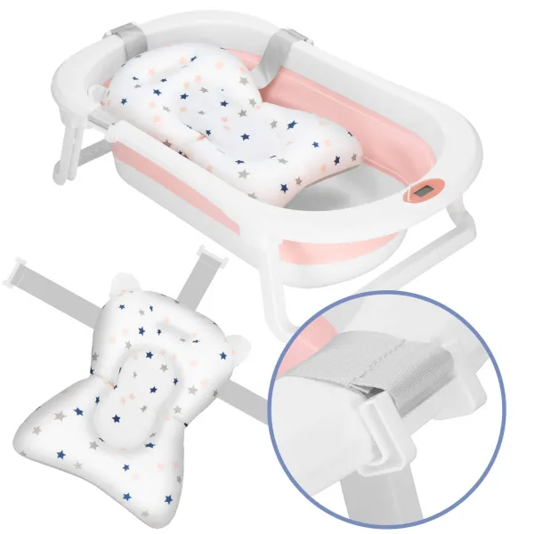 Portable Baby Bath Springos SB0061 40 L white-pink with plug and thermometer