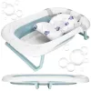 Kūdikio vonelė Springos SB0063, sulankstoma, 35 L, su termometru ir pagalve, balta-mėlyna