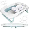 Baby Bathtub Springos SB0063, foldable, 35 L, with thermometer and pillow, white-blue