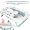 Baby Bathtub Springos SB0063, foldable, 35 L, with thermometer and pillow, white-blue