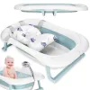 Baby Bathtub Springos SB0063, foldable, 35 L, with thermometer and pillow, white-blue