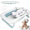 Baby Bathtub Springos SB0063, foldable, 35 L, with thermometer and pillow, white-blue