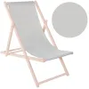 Deck chair Springos DC0001 LGRAY, wooden, light gray fabric, 3-position adjustable