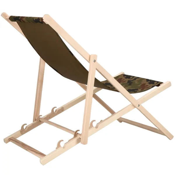 Садовый лежак Springos DC0001 MORO, деревянный, регулируемый в 3 положениях, ткань с камуфляжным принтом