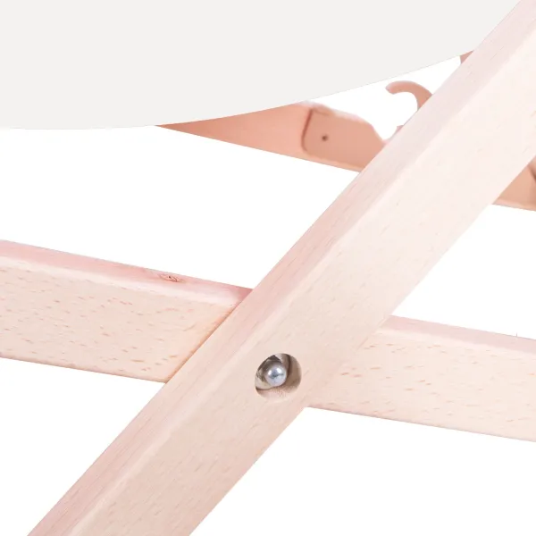 Sodo terasos kėdė Springos DC0001 WH, medinė, 3 reguliuojamų pozicijų, baltas audinys