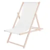 Garden deck chair Springos DC0001 WH, wooden, 3-position adjustable, white fabric