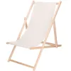 Garden deck chair Springos DC0010 ECRU, wooden, 3-position adjustable, ecru fabric