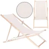Garden deck chair Springos DC0010 ECRU, wooden, 3-position adjustable, ecru fabric