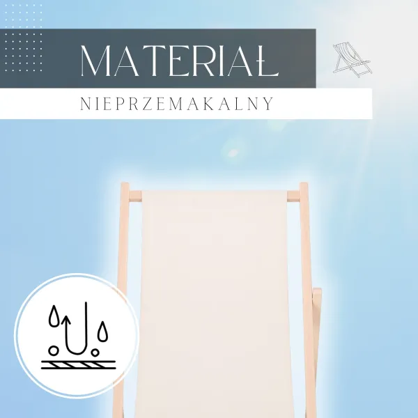 Garden deck chair Springos DC0010 ECRU, wooden, 3-position adjustable, ecru fabric