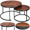 Loft-style coffee table set Springos HF0034, 2 pcs, steel, industrial design, round, Ø 70 cm / 39.5 cm