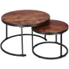 Loft-stiilis kohvilaudade komplekt Springos HF0034, 2 tk, terasest, tööstuslik disain, ümmargused, Ø 70 cm / 39,5 cm