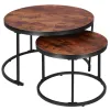 Loft-style coffee table set Springos HF0034, 2 pcs, steel, industrial design, round, Ø 70 cm / 39.5 cm